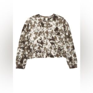 NWT Treasure & Bond Kids' Crop Pullover in Black- Blue Tie Dye